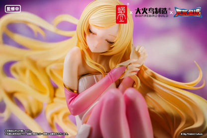 Star Guardian Soul of the Planet BeautyWorks Ling Xin 1/7 Scale Figure with long blonde hair, pink-and-white outfit, resting pose, and bonus item