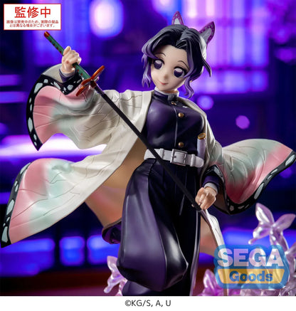Luminasta Demon Slayer Shinobu Kocho prize figure re-run, posed mid-air with butterfly haori and purple translucent wisteria-style base