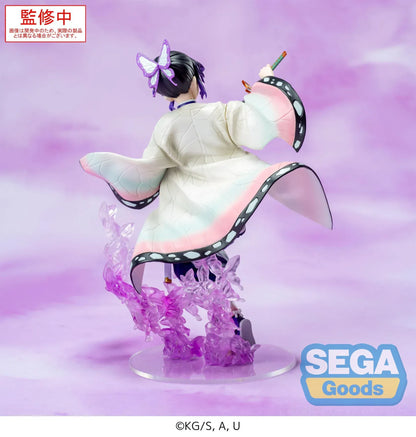 Luminasta Demon Slayer Shinobu Kocho prize figure re-run, posed mid-air with butterfly haori and purple translucent wisteria-style base