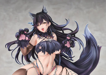 Azur Lane Atago Full Moon’s Feral Wolf Ver. 1/7 scale figure with wolf-themed outfit, tail, and rooftop base.