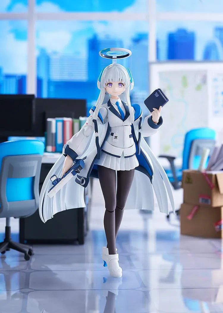 Blue Archive figma Noa Ushio action figure with halo, Millennium Science School uniform, weapon, and accessories