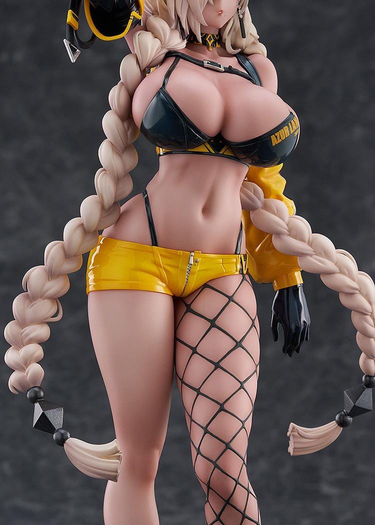 Azur Lane Owari Anime Expo 2024 Ver. 1/7 Scale Figure in black and yellow outfit with long braids and detailed base
