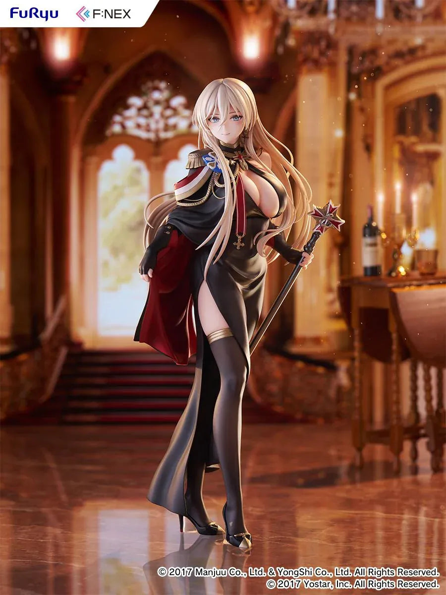 Azur Lane Bismarck Formal Dress Ver 1/7 Scale Figure wearing an elegant black and red outfit with staff