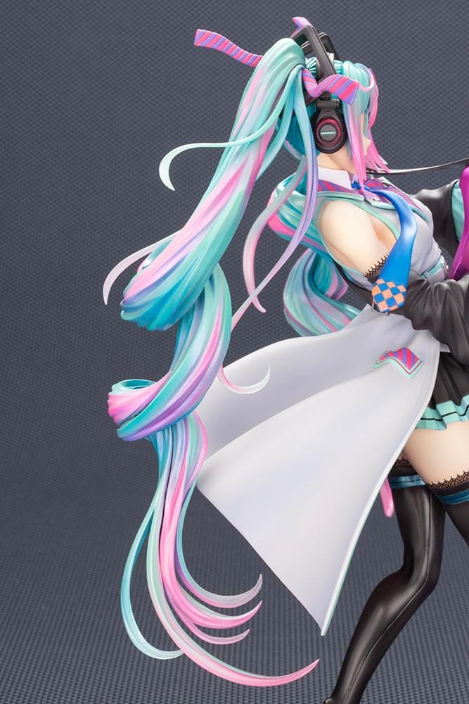Vocaloid Bishoujo ReMIX Hatsune Miku 1/7 Scale Figure Rerun featuring Miku with teal and pink twin tails, headphones, electric guitar, black boots, and stage-inspired outfit.