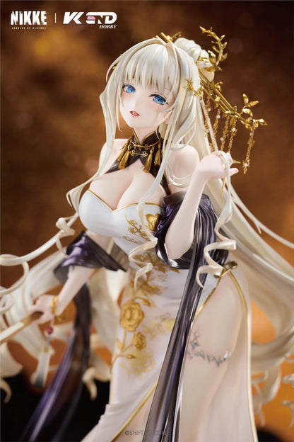 GODDESS OF VICTORY NIKKE Crown Glorious Flower 1/4 Scale Figure in an elegant white black and gold floral outfit