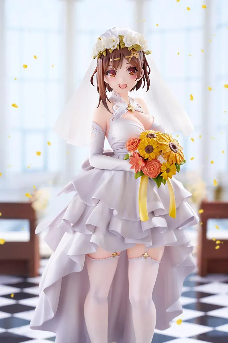 Atelier Ryza 3 Ryza Wedding Style 1/7 scale figure wearing a white bridal dress and veil while holding a colorful flower bouquet