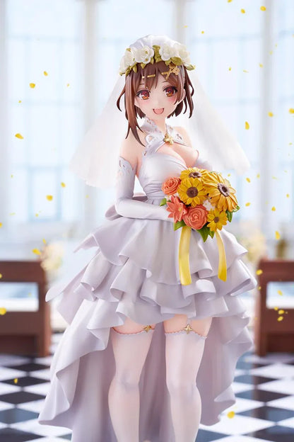 Atelier Ryza 3 Ryza Wedding Style 1/7 scale figure wearing a white bridal dress and veil while holding a colorful flower bouquet