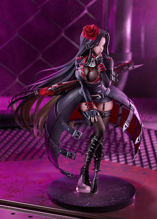 Goddess of Victory: NIKKE Maiden 1/7 Scale Figure in black and red outfit with rose accessory and weapon wings