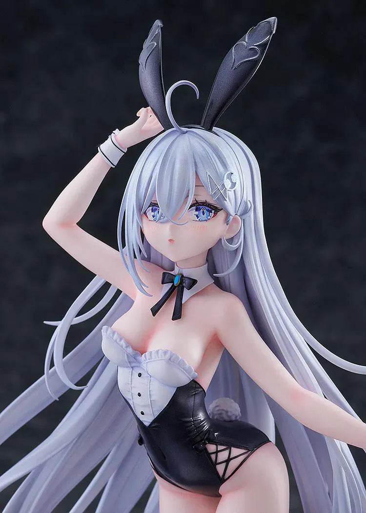 Playing Death Games to Put Food on the Table Yuki 1/7 scale figure with long silver hair and bunny-style outfit on display base
