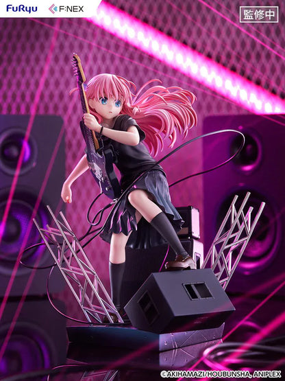Bocchi the Rock F:Nex Hitori Gotoh Live Ver. 1/7 Scale Figure with pink hair, guitar, stage speakers, amplifier, and concert display base