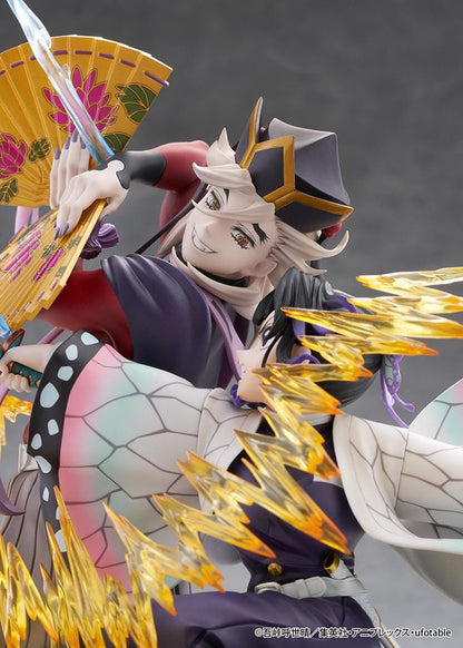Demon Slayer Kimetsu no Yaiba Shinobu Kocho and Doma Non-Scale Figure with battle pose, translucent attack effects, fan accessory, and display base
