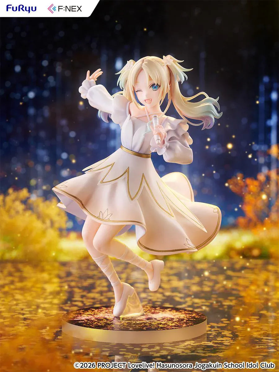 Love Live Hasunosora Girls' High School Idol Club Rurino Osawa 1/7 Scale Figure in white idol dress holding a microphone