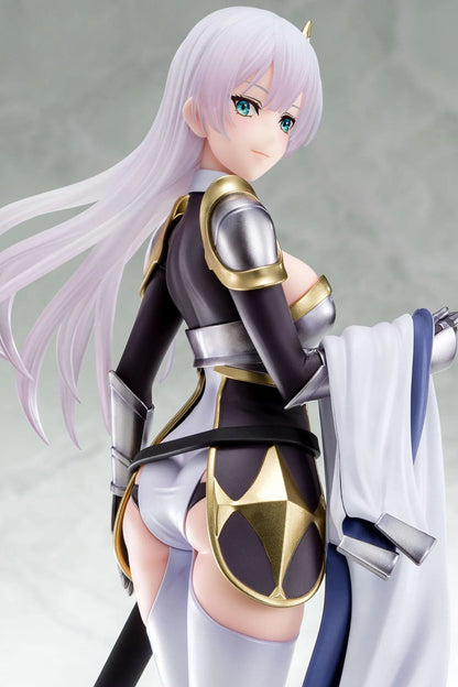 Old Country Bumpkin to Master Swordsman Allucia Citrus 1/6 Scale Figure with pale lavender hair, silver armor, sword accessory, cape, and clear display base