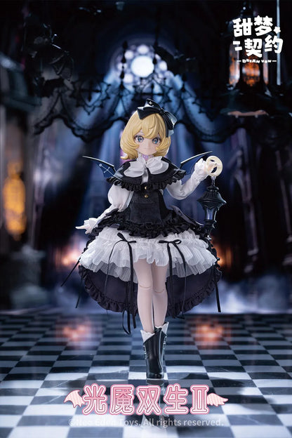 Angel and Demon Light Demon Twins 2 MJD Blind Doll six figure set featuring fantasy gothic and angel-inspired outfits