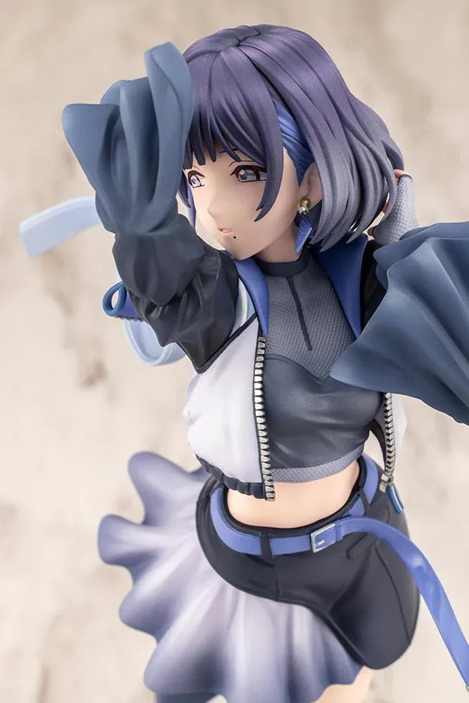 The Idolmaster Gakuen Misuzu Hataya Moon Turtle 1/7 Scale Figure with purple hair, blue-and-black outfit, flowing ribbon, and display base