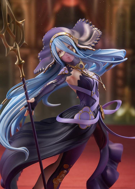 Fire Emblem Azura Dark Songstress 1/7 scale figure with flowing blue hair and ornate staff on water base