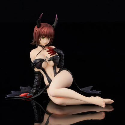 To Love-Ru Darkness Ryoko Mikado Darkness Ver. Figure (Rerelease) featuring a short reddish-brown-haired anime woman with green eyes, black horns, a revealing black outfit, long gloves, and red claw-like accents in a seated pose.