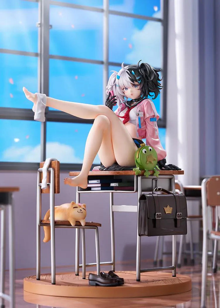 Snowbreak Containment Zone Eatchel The Cub Overdue Radiance 1/7 scale figure sitting on classroom desk with school accessories