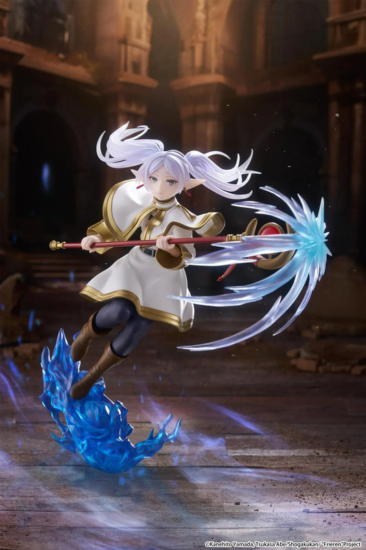 Frieren Beyond Journey's End AMP+ Frieren Figure reissue with dynamic blue magic effect and action pose