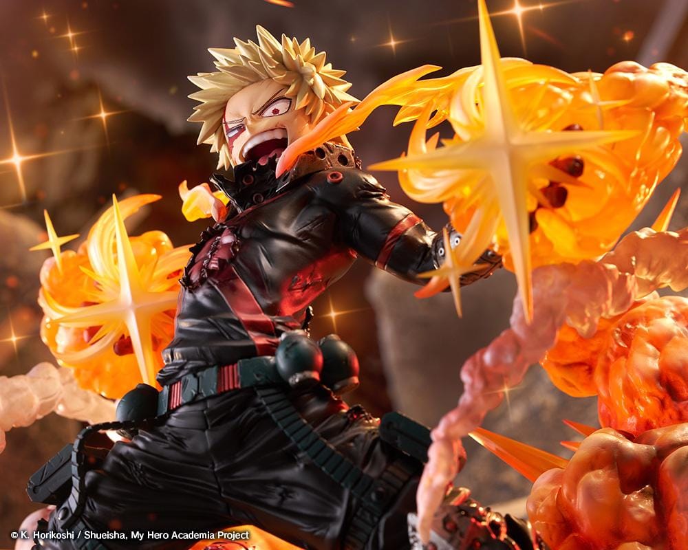 My Hero Academia ArtFX J Katsuki Bakugo Final Season Ver. 1/8 Scale Figure with explosive orange battle effects and hero costume