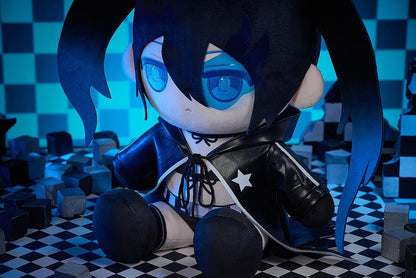 Black Rock Shooter Punipuni Big Plushie featuring a soft chibi-style seated plush design with black twin tails, blue eyes, and dark character-inspired outfit details.