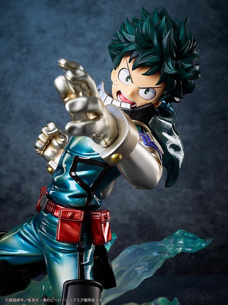 My Hero Academia Izuku Midoriya (Metallic Ver.) 1/4 Scale Figure in dynamic pose with glowing green Full Cowling energy effects