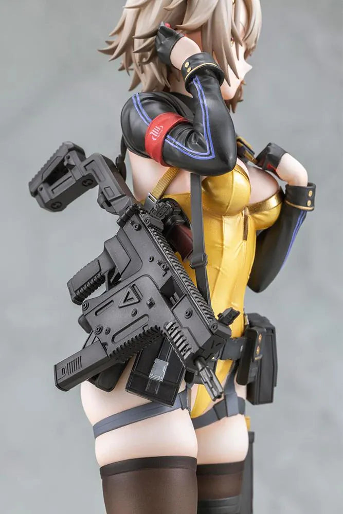 Girls' Frontline 2: Exilium Vector Molotov Bunny Ver. 1/7 scale figure wearing a metallic gold bunny outfit with tactical gear and weaponry.