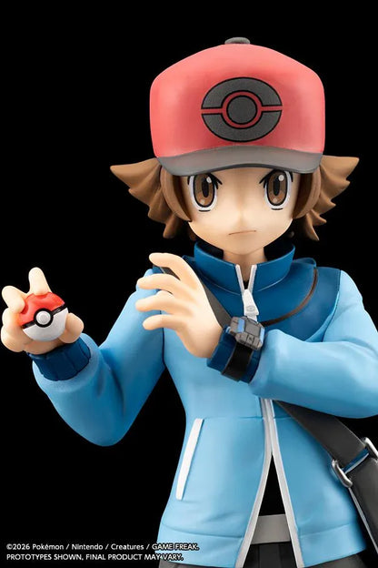 Pokemon ARTFX J Hilbert with Victini 1/8 scale figure featuring Hilbert holding a Poke Ball with Victini and flame effects