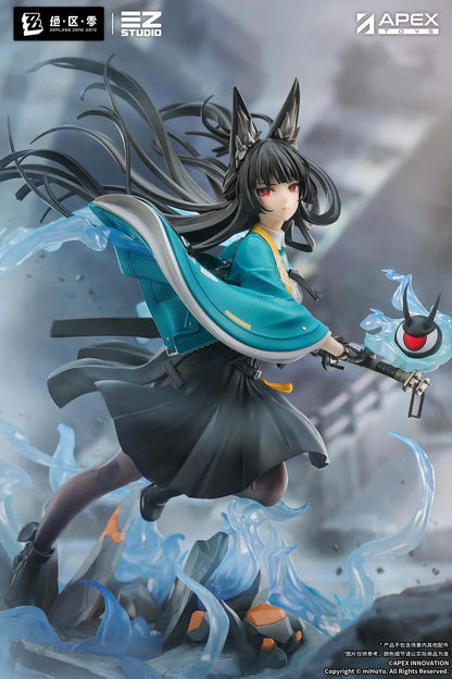 Zenless Zone Zero Miyabi Hoshimi Honed Blade of Reflection Ver 1/7 scale figure with blue energy effects and dynamic pose.