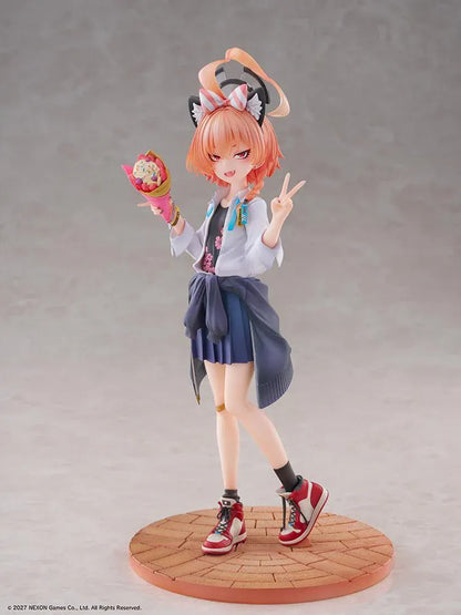 Blue Archive Neru School Memorial Lobby Ver 1/7 Scale Figure holding a colorful crepe and making a peace sign
