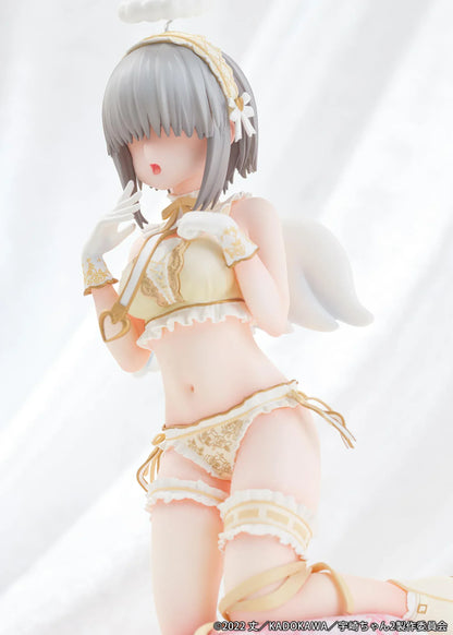 Yanagi Uzaki Angel Ver 1/7 scale figure from Uzaki-chan Wants to Hang Out kneeling with wings and halo on decorative stool