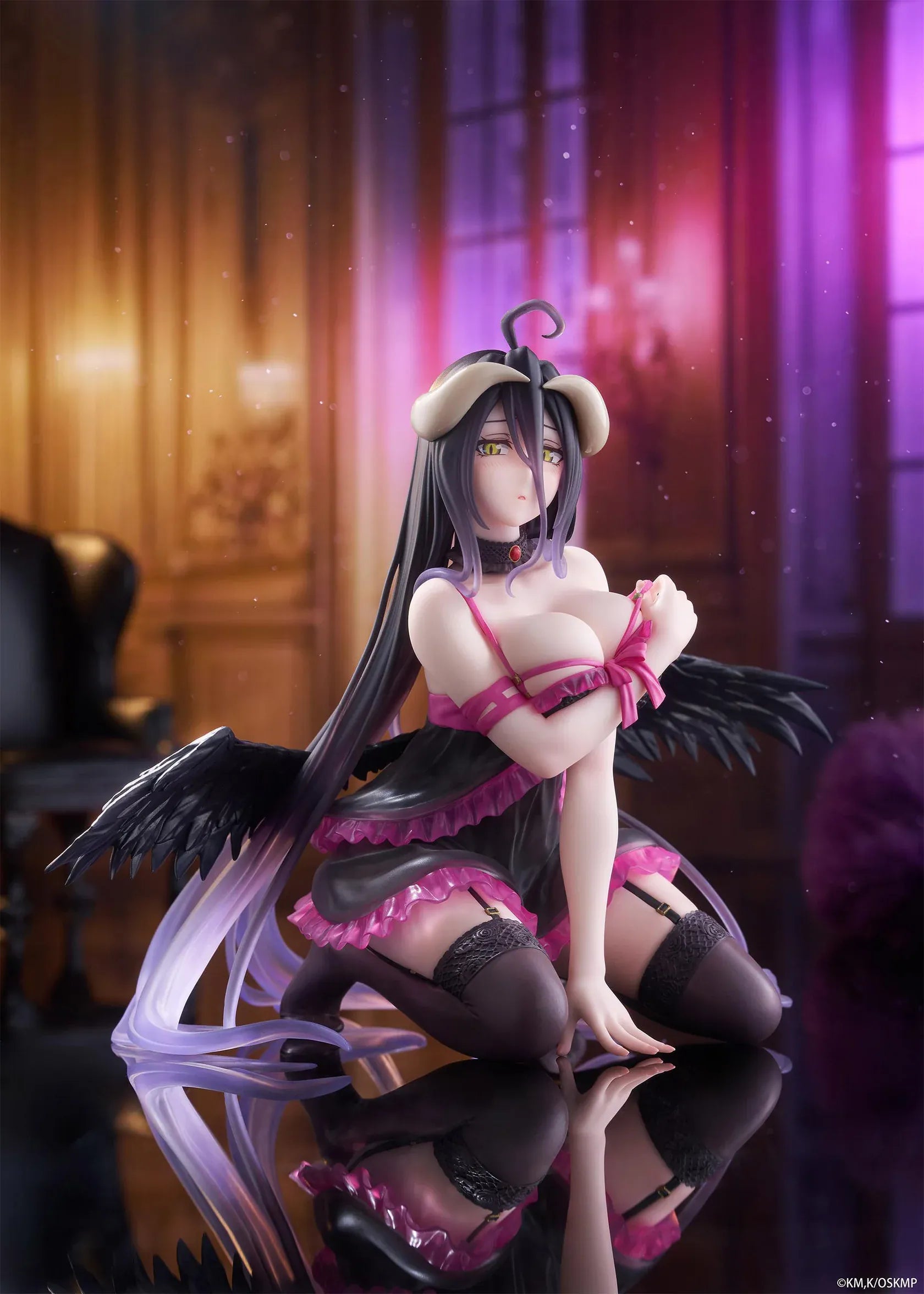 Albedo Negligee Desktop Cute Figure Overlord anime figure with wings and horns seated pose