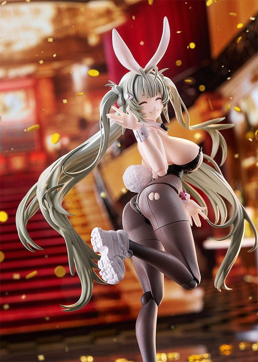 GODDESS OF VICTORY: NIKKE figma Soda Twinkling Bunny figure wearing a black bunny outfit and holding a weapon.