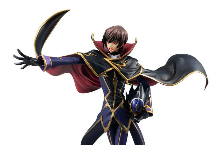 Code Geass Lelouch the Re;surrection Precious G.E.M. Series Zero 20th Anniversary Reissue featuring Zero in his iconic masked outfit with flowing cape and gold-trimmed details.