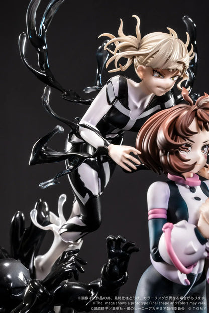 Ano-Bamen My Hero Academia Shojo no Ego 1/10 Scale Figure featuring Ochaco Uraraka and Himiko Toga posed dramatically over a black, fluid-like base.