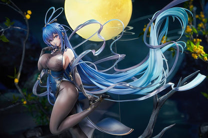 Azur Lane New Jersey Dancing in the Moonlight Ver. 1/7 Scale Figure with flowing blue hair black outfit and moonlit display base
