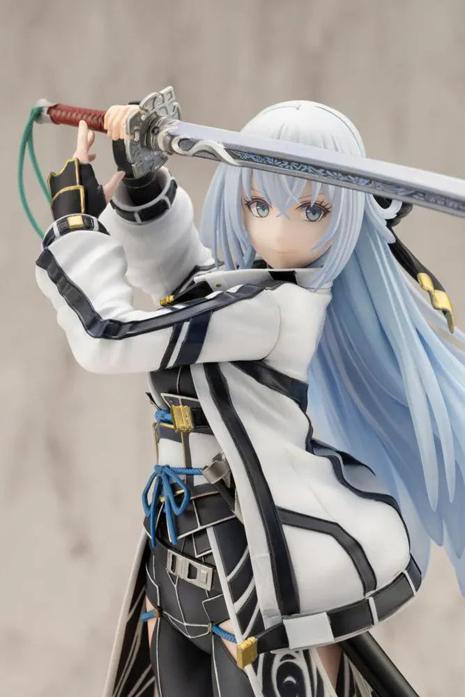 Trails through Daybreak Shizuna Rem Misurugi 1/8 scale figure with flowing pale blue hair, a white jacket, and a sword raised above her head.