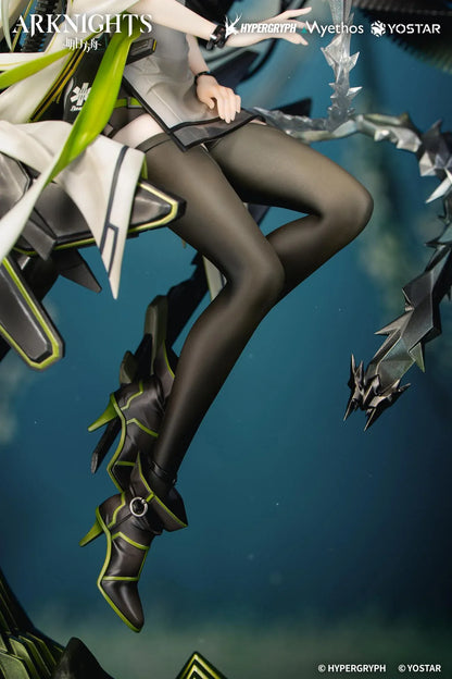 Arknights Kal'tsit Esperanta 1/7 Scale Figure with white-and-green outfit, mechanical display element, long hair, and detailed sci-fi base