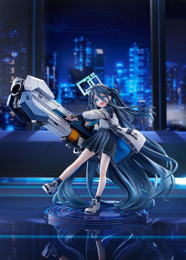 Blue Archive Aris Awaken Supernova 1/7 Scale Figure with futuristic weapon, blue hair, halo, and dynamic action pose