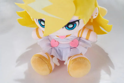 New PANTY & STOCKING with GARTERBELT Panty Punipuni Plushie with blonde hair, blue eyes, heart details, and seated chibi plush design