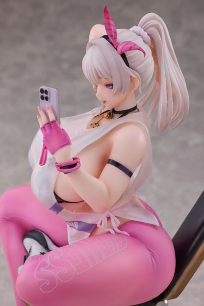 Kyou wa Mune Tore 1/6 scale figure by RST featuring sporty pink outfit, selfie pose, foldable chair, and deluxe bonus items
