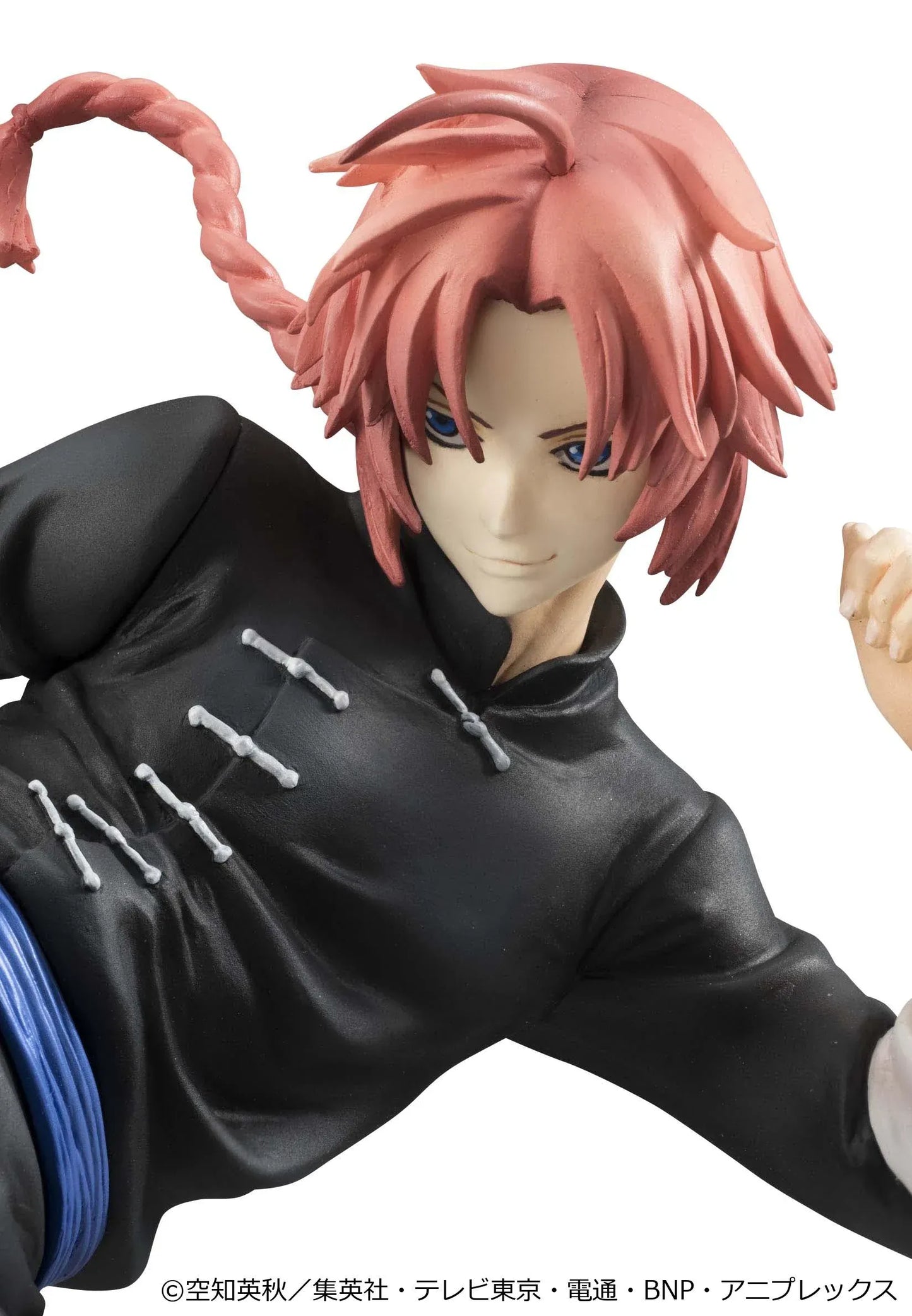 Gintama G.E.M. Series Kamui Ver.2 Reissue figure with red hair, black outfit, blue sash, and dynamic high-kick pose