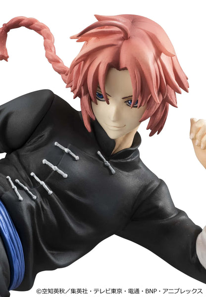 Gintama G.E.M. Series Kamui Ver.2 Reissue figure with red hair, black outfit, blue sash, and dynamic high-kick pose