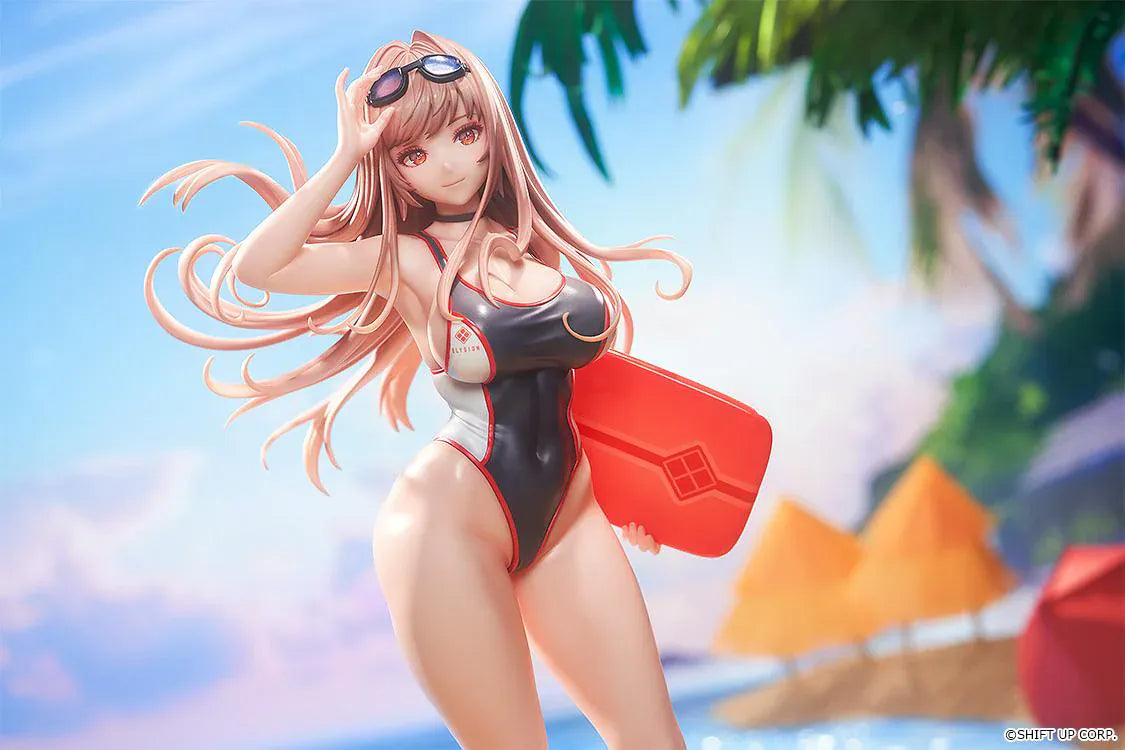 GODDESS OF VICTORY NIKKE Rapi Classic Vacation 1/7 Scale Figure Rerelease in black-and-white swimsuit with sunglasses, float accessory, and beach base