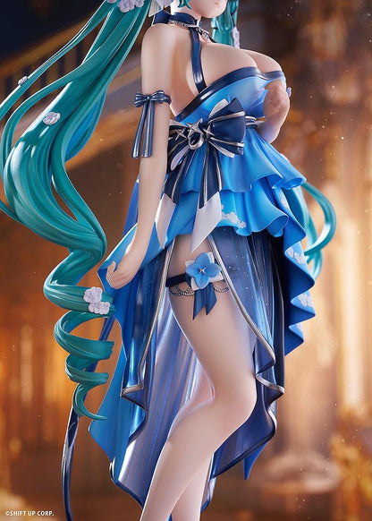 Goddess of Victory Nikke Privaty Banquet Princess 1/7 scale figure wearing flowing blue evening dress with long teal twin-tails.