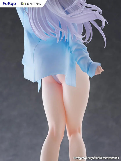 Mignon Works TENITOL Tall Shiro Swimsuit Ver. figure in a white swimsuit with a translucent blue cover-up