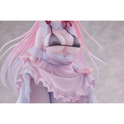 Maid Oneesan Cynthia Different Color Ver. 1/6 Scale Figure illustrated by Yukimiya Yuge, featuring a pink-haired anime girl in a frilly pink and white maid outfit with a black top, white stockings, and high heels.