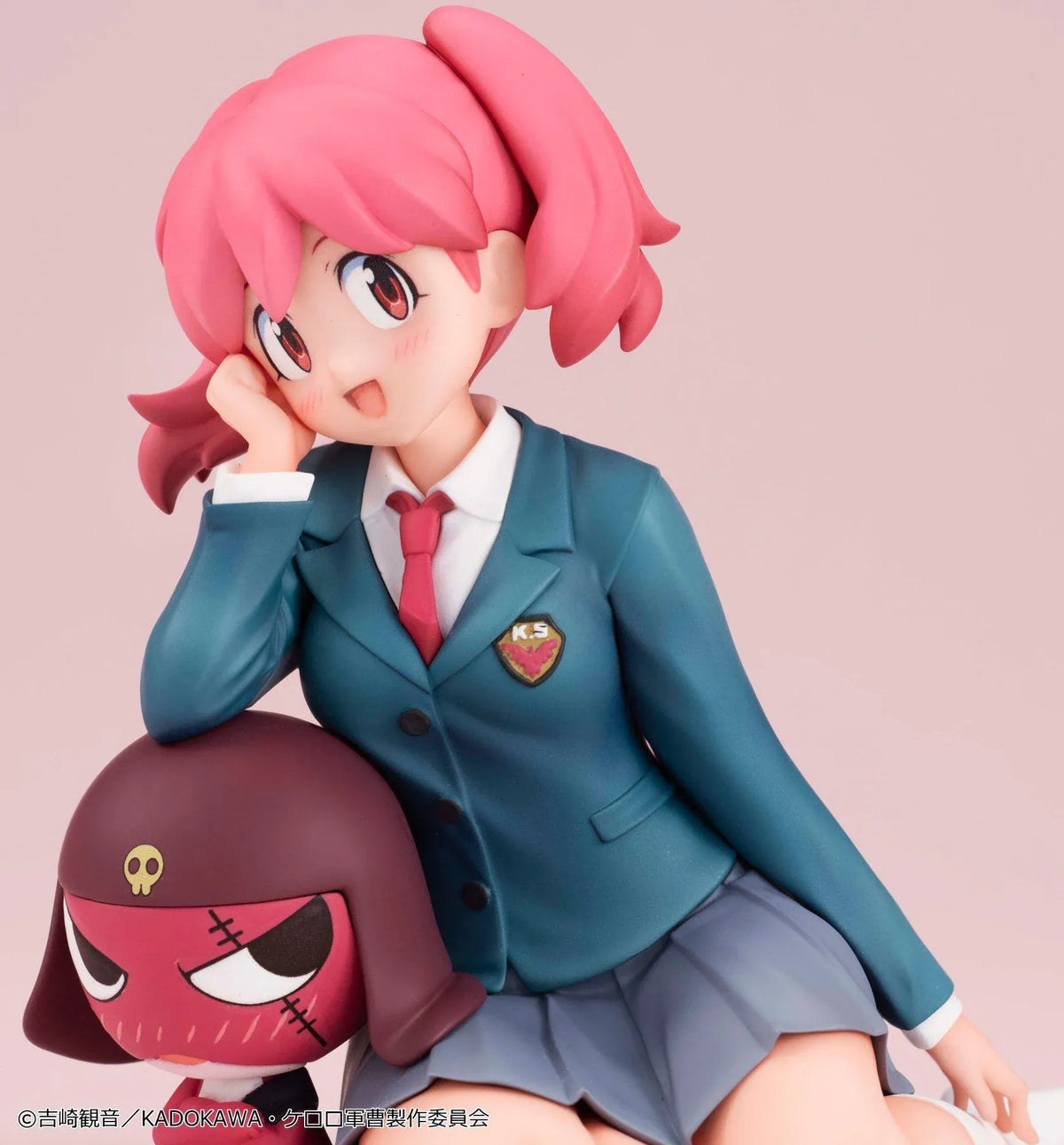 Melty Princess Palm Size Natsumi and Giroro figure, featuring smiling Natsumi in a teal school uniform beside red Giroro wearing a skull-emblem helmet.