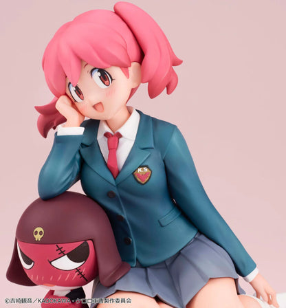 Melty Princess Palm Size Natsumi and Giroro figure, featuring smiling Natsumi in a teal school uniform beside red Giroro wearing a skull-emblem helmet.
