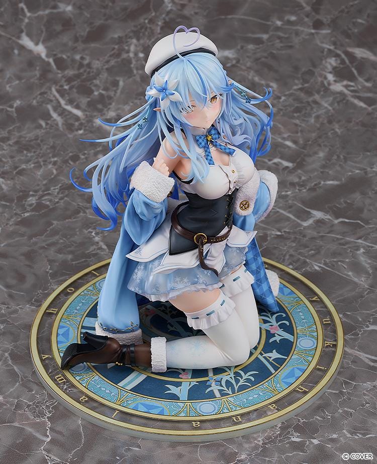 Hololive Yukihana Lamy 1/6 scale figure kneeling with long blue hair and winter themed outfit